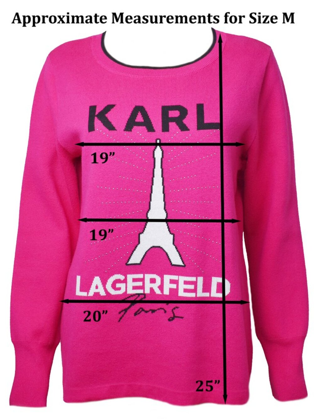 Karl Lagerfeld Paris Women's Sweater Eiffel Tower Logo Pullover Pink Size M NEW - Picture 5 of 5